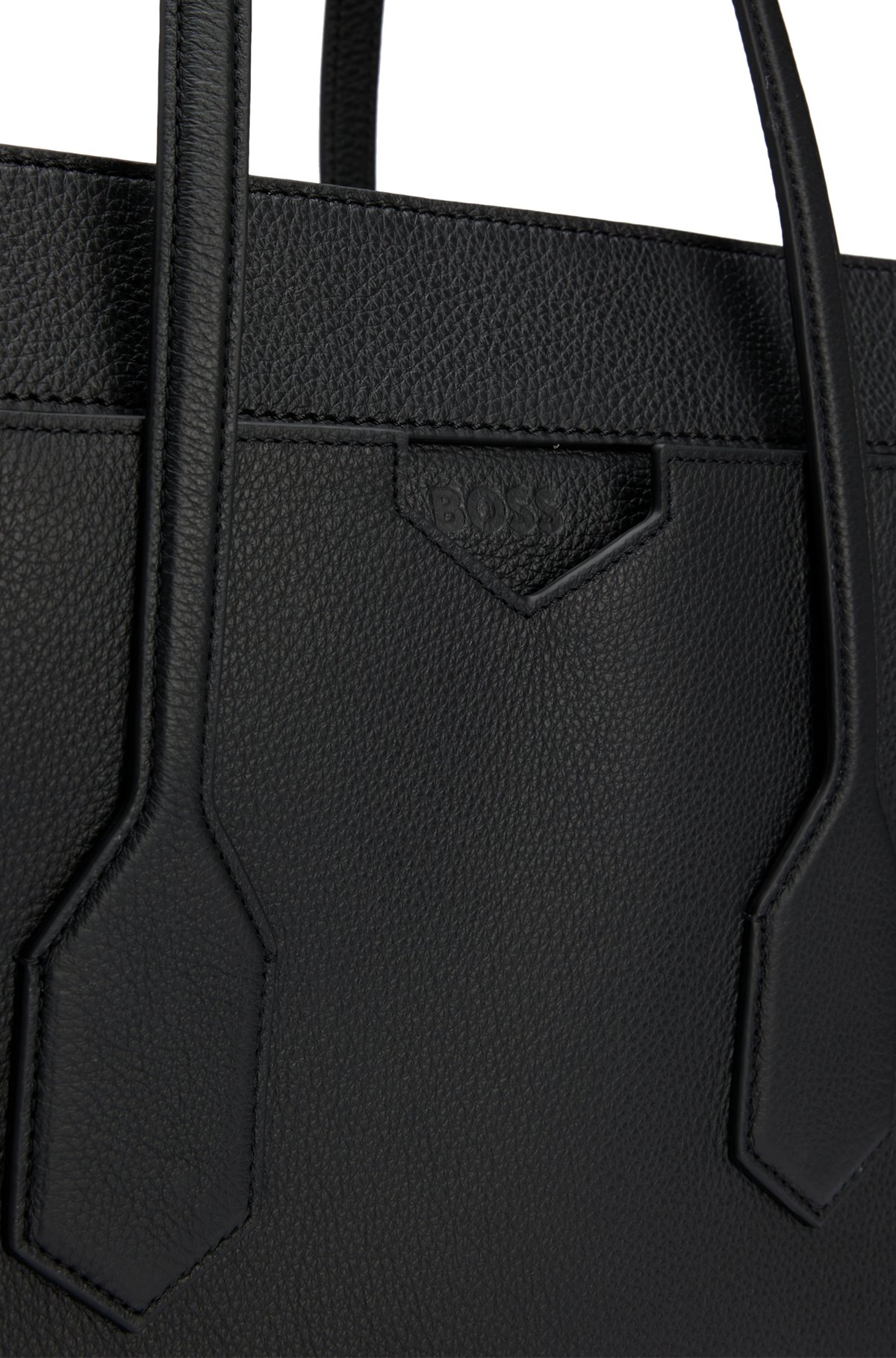 BOSS - Tote bag in grained leather with embossed logo