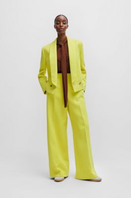 Wide-leg trousers in a cotton blend, Yellow