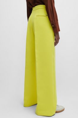 Wide-leg trousers in a cotton blend, Yellow