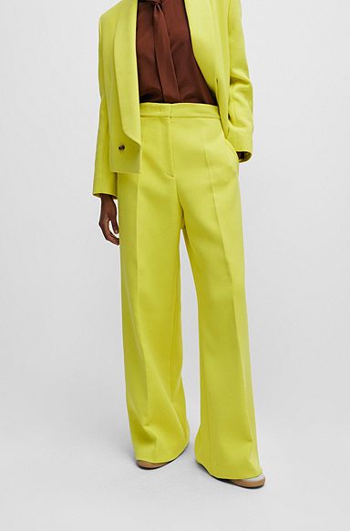 Wide-leg trousers in a cotton blend, Yellow