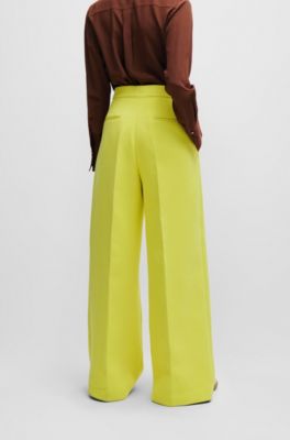 Wide-leg trousers in a cotton blend, Yellow