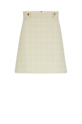 Hugo Boss A-line Skirt In Italian Checked Fabric In Patterned