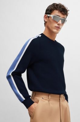 Jersey de algod&oacute;n con detalle de malla y bloques de color, Azul oscuro