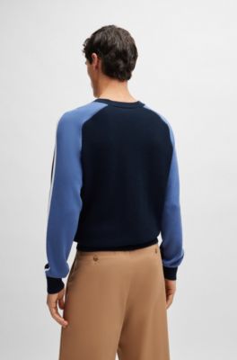 Jersey de algod&oacute;n con detalle de malla y bloques de color, Azul oscuro