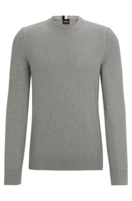 BOSS - Ribbed sweater in metallised fabric with mock neckline