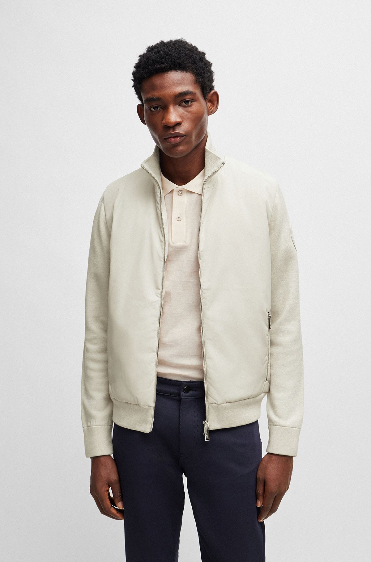 Porsche x BOSS mixed-material jacket with special branding, White