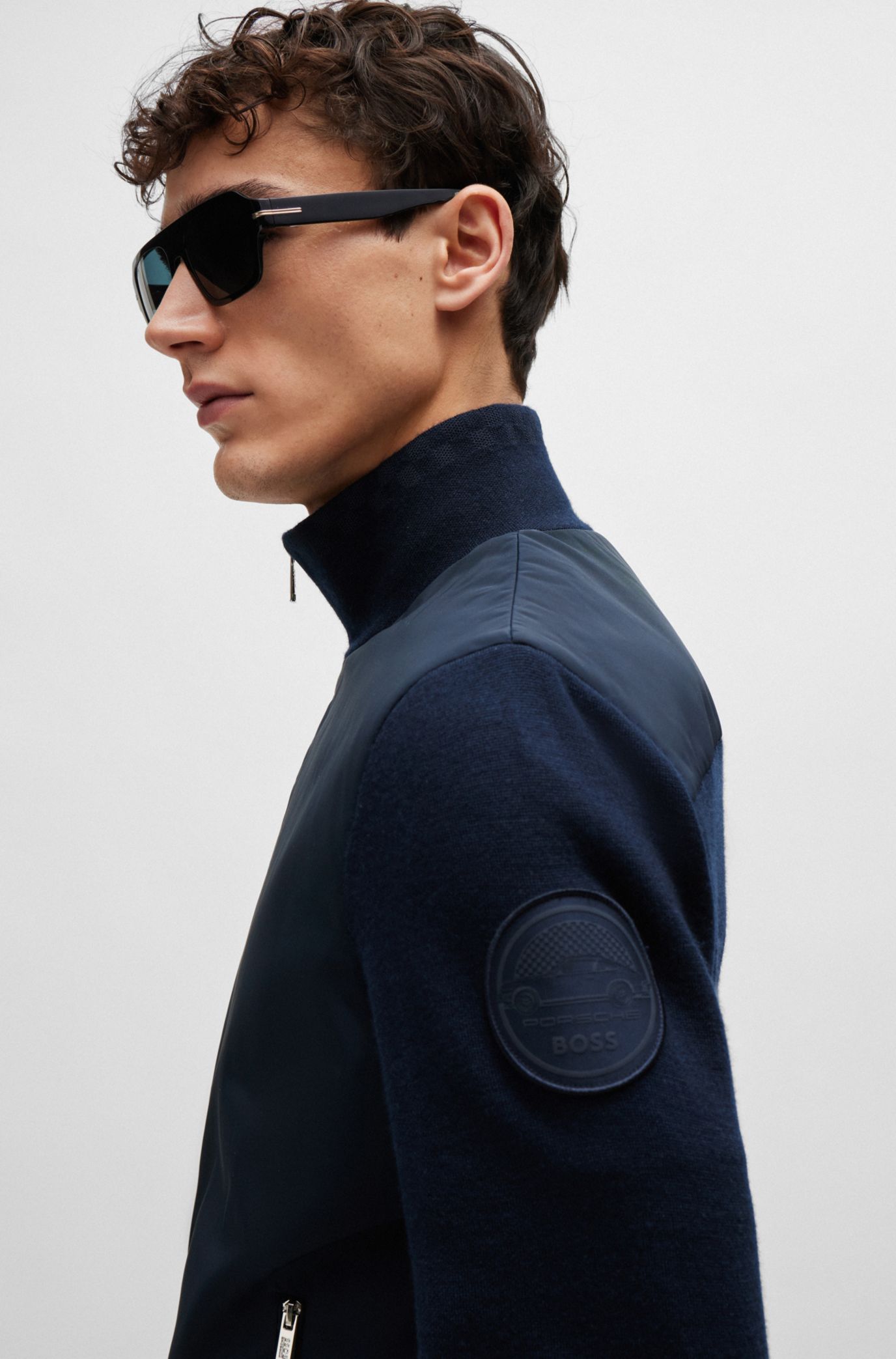BOSS - Porsche x BOSS mixed-material jacket with special BOSS - Porsche x BOSS mixed-material jacket with special