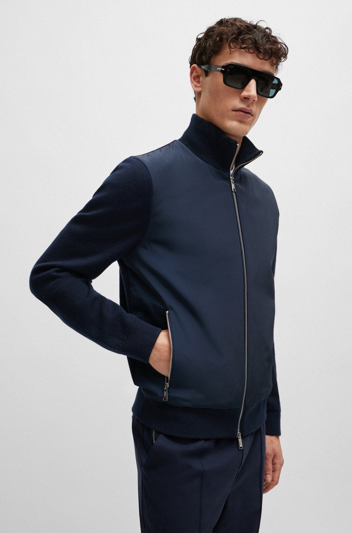 BOSS - Porsche x BOSS mixed-material jacket with special BOSS - Porsche x BOSS mixed-material jacket with special