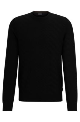 BOSS - Graphic-jacquard sweater in a virgin-wool blend