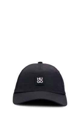 Waterproof cap with metallic stacked logo, Black