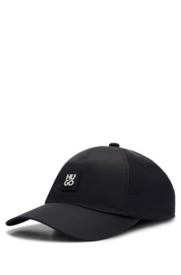 Waterproof cap with metallic stacked logo, Black