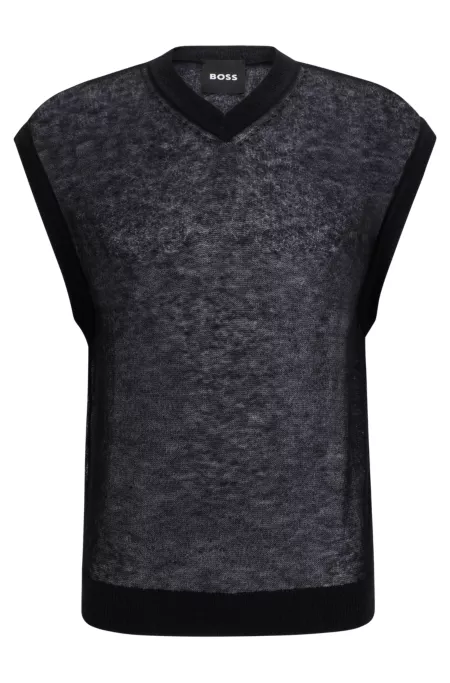 Regular-fit sleeveless sweater in a translucent knit