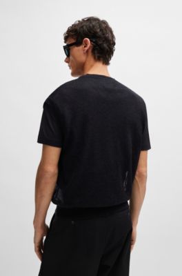 Regular-fit sleeveless sweater in a translucent knit, Black