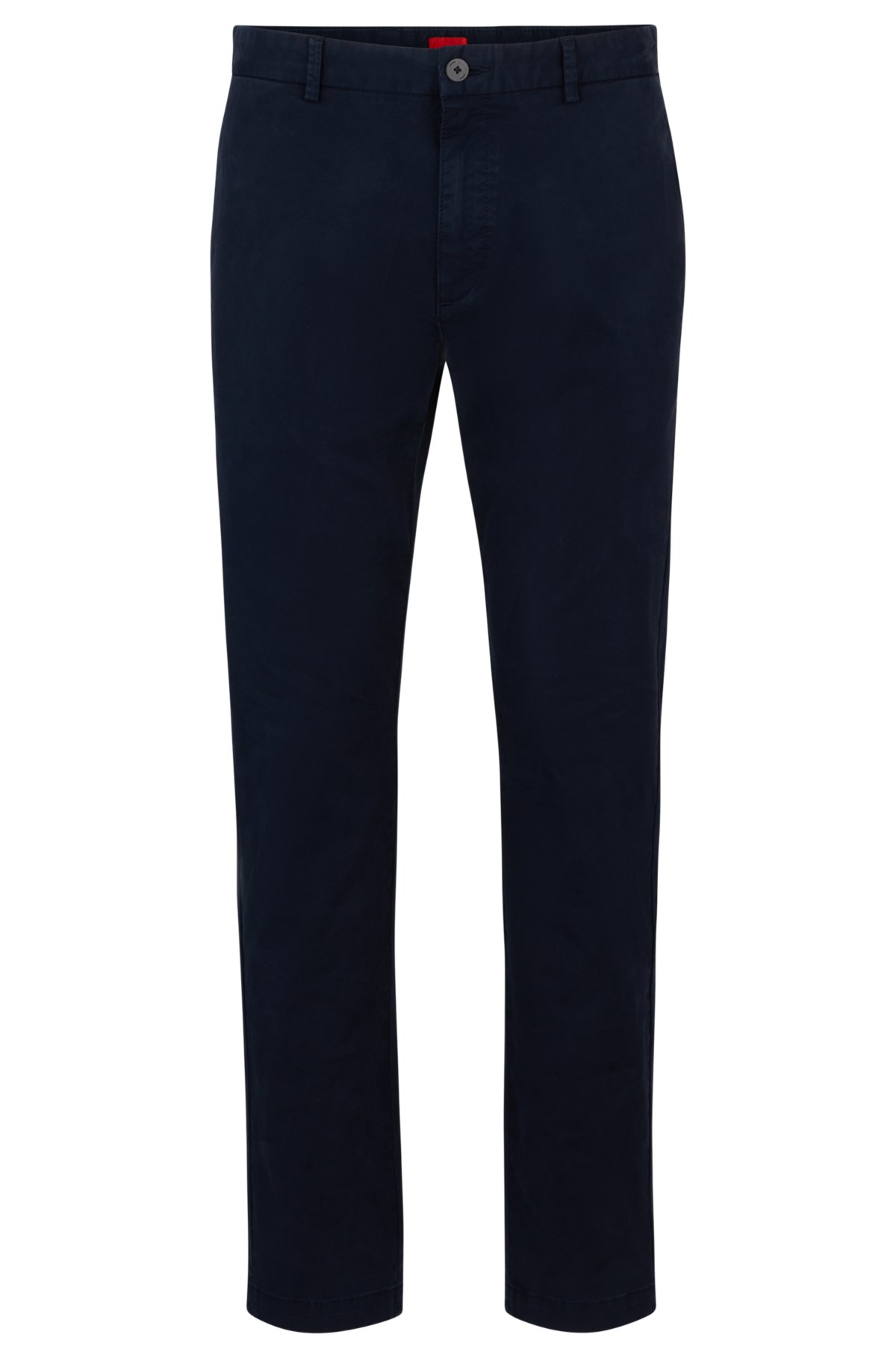 Slim-fit trousers in stretch-cotton gabardine, Dark Blue