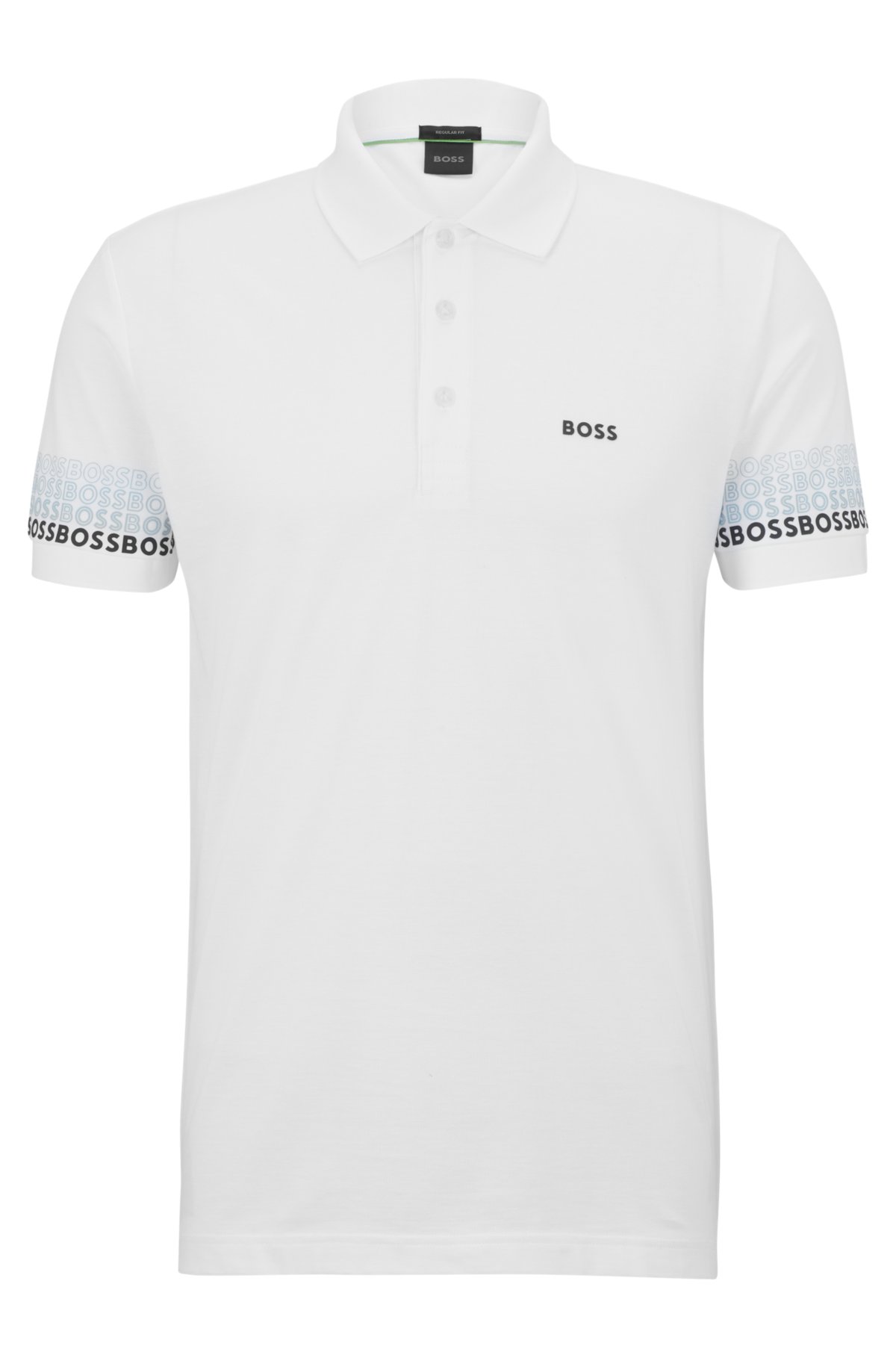 Alaska karakter biograf BOSS - Cotton-piqué polo shirt with repeat-logo sleeves