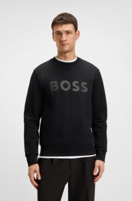 Sudadera de algod&oacute;n el&aacute;stico con logo tipo s&aacute;ndwich, Negro