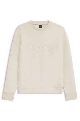 Sweat en coton stretch &agrave; logo en relief, Blanc