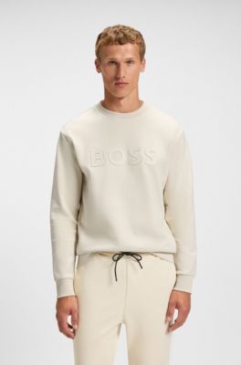Sudadera de algod&oacute;n el&aacute;stico con logo tipo s&aacute;ndwich, Blanco