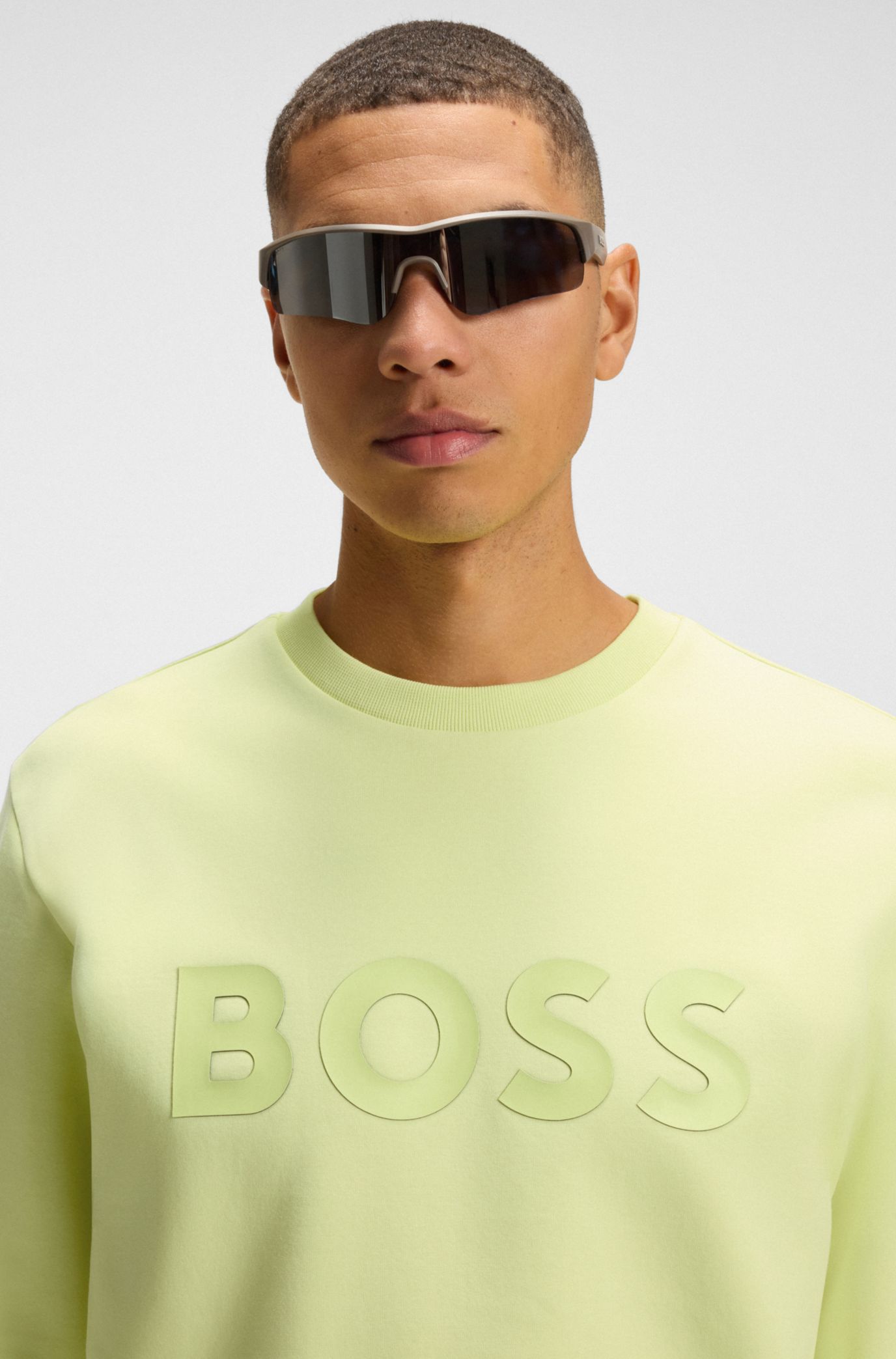 ブランデー BOSS BOSS - Mixed-material zip-up jacket with double-monogram