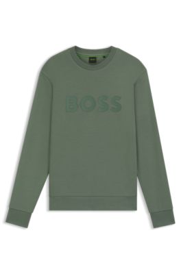 Sandwich-logo sweatshirt in stretch cotton, Light Green