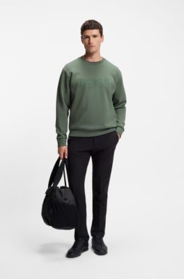 Sandwich-logo sweatshirt in stretch cotton, Light Green