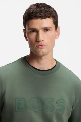 Sandwich-logo sweatshirt in stretch cotton, Light Green