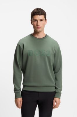 Sandwich-logo sweatshirt in stretch cotton, Light Green