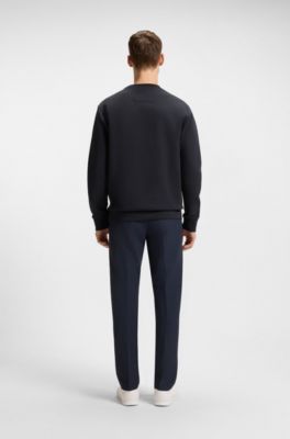 Sandwich-logo sweatshirt in stretch cotton, Dark Blue