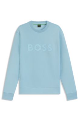 Sandwich-logo sweatshirt in stretch cotton, Light Blue