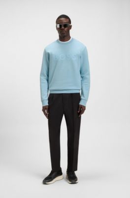 Sandwich-logo sweatshirt in stretch cotton, Light Blue