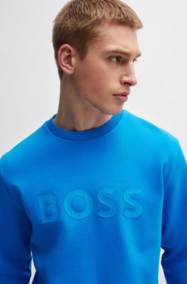 Sandwich-logo sweatshirt in stretch cotton, Light Blue