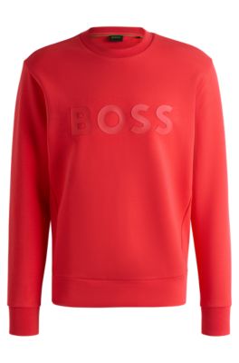 Sandwich-logo sweatshirt in stretch cotton, Light Red