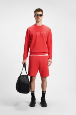 Sandwich-logo sweatshirt in stretch cotton, Light Red