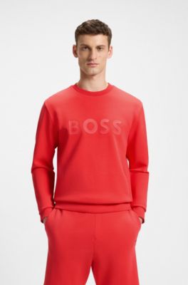 Sandwich-logo sweatshirt in stretch cotton, Light Red