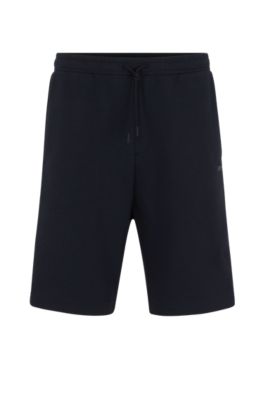 Hugo Boss Stretch-cotton Regular-fit Shorts With Sandwich Logo In Dark Blue