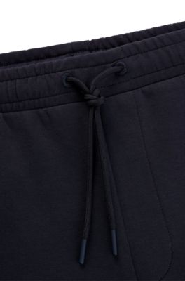 Short Regular en coton stretch avec logo en relief, Bleu fonc&eacute;