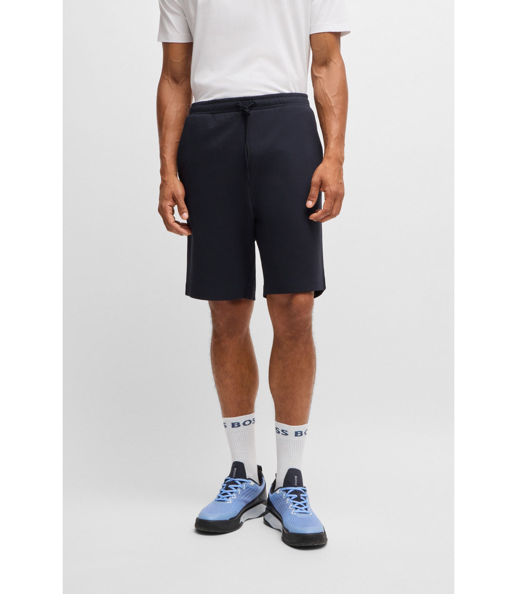 BOSS - Stretch-cotton regular-fit shorts with sandwich logo