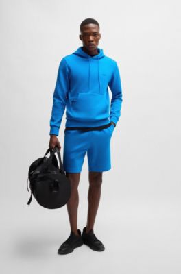 Stretch-cotton regular-fit shorts with sandwich logo, Light Blue