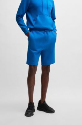 Stretch-cotton regular-fit shorts with sandwich logo, Light Blue