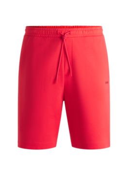 Stretch-cotton regular-fit shorts with sandwich logo, Light Red
