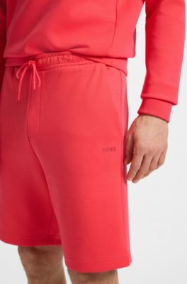 Stretch-cotton regular-fit shorts with sandwich logo, Light Red