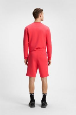 Stretch-cotton regular-fit shorts with sandwich logo, Light Red