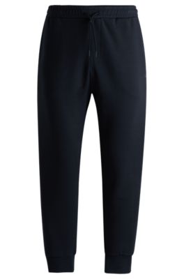 Shop Hugo Boss Stretch-cotton Tracksuit Bottoms With Logo Print In Dark Blue