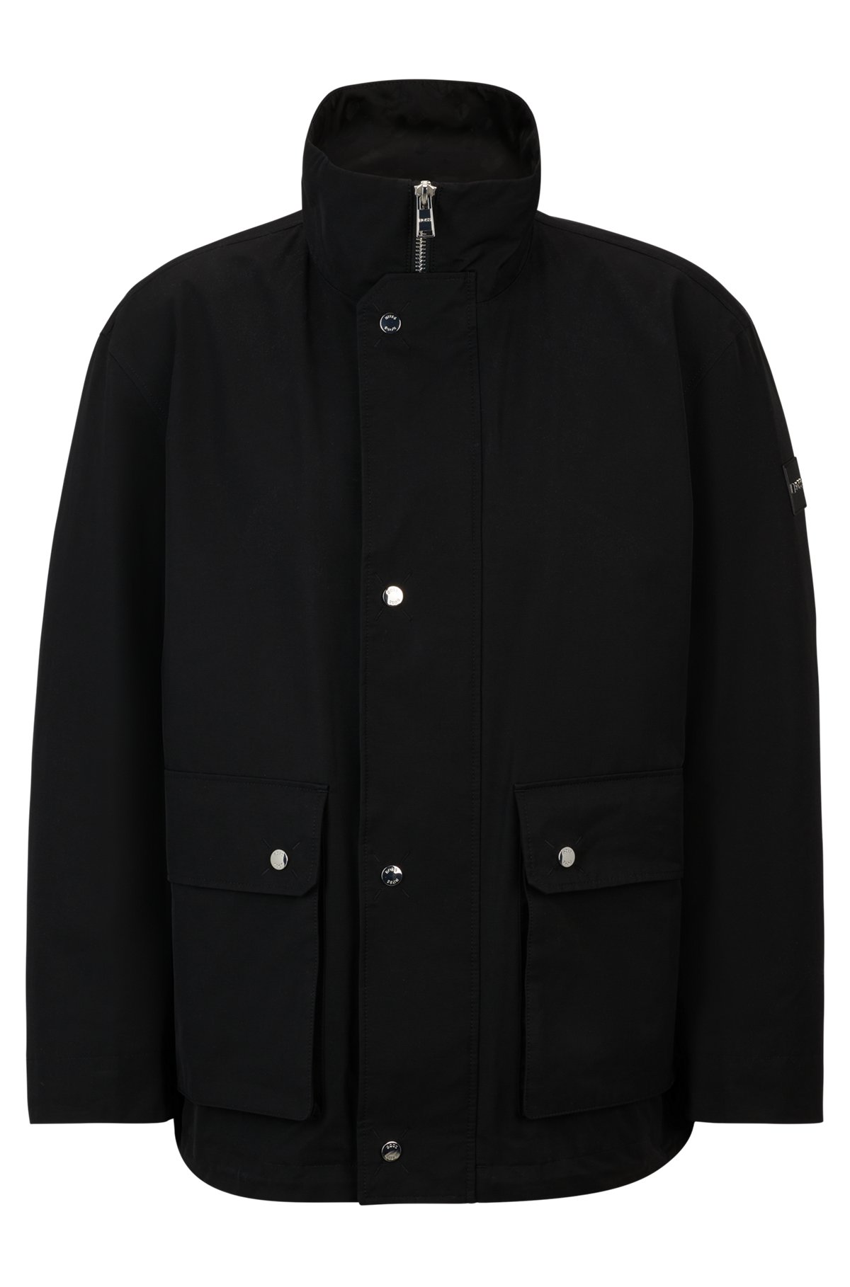 BOSS - Regular-fit jacket with high collar - Black BOSS - Regular-fit jacket with high collar - Black