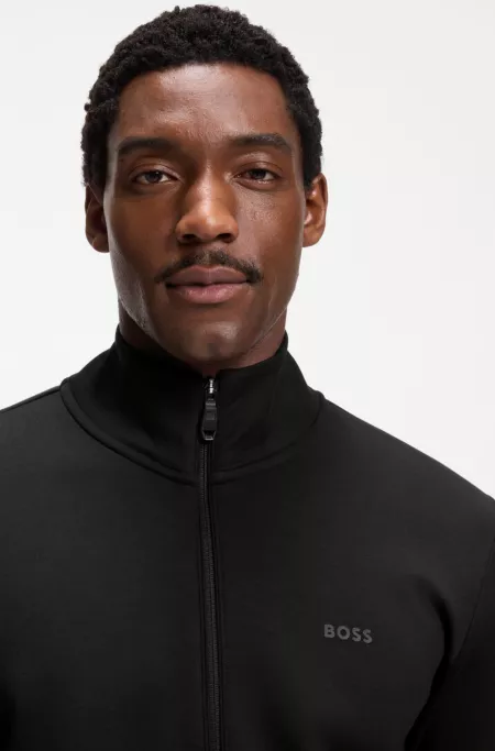 Stretch-cotton zip-up sweatshirt with logo print