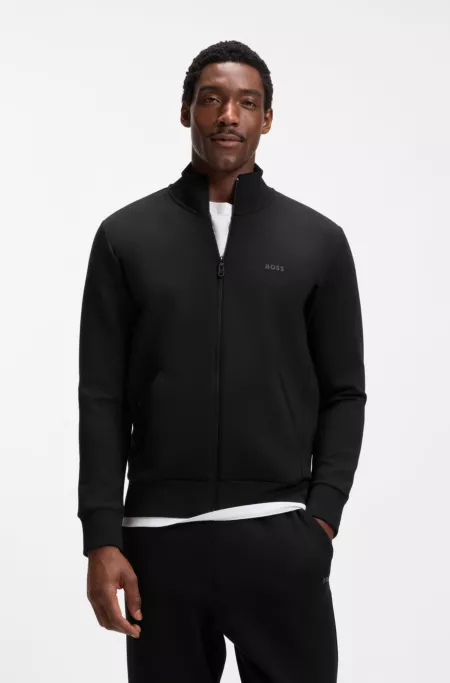 Stretch-cotton zip-up sweatshirt with logo print