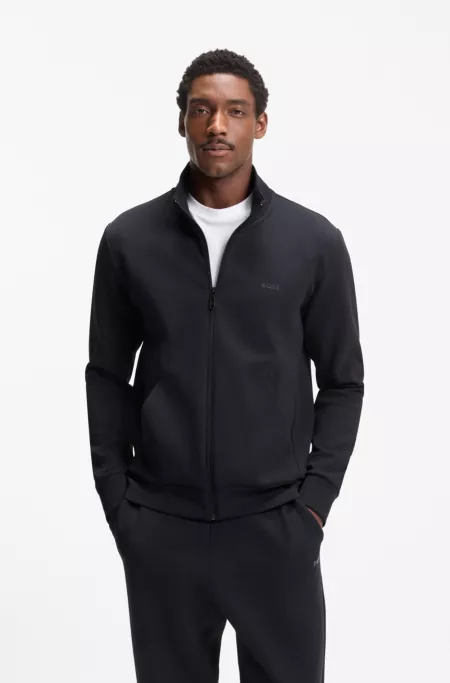 Stretch-cotton zip-up sweatshirt with logo print