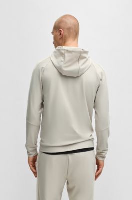 BOSS x MATTEO BERRETTINI Regular-fit zip-up hoodie with signature-stripe artwork, Light Beige