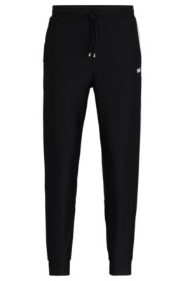 Shop Hugo Boss Boss X Matteo Berrettini Tracksuit Bottoms With Contrast Tape And Branding In Black