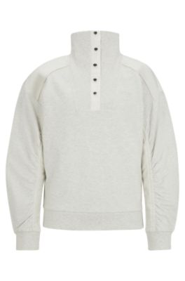 Shop Hugo Boss Regular-fit Hybrid Sweatshirt With Metallic Trims In White